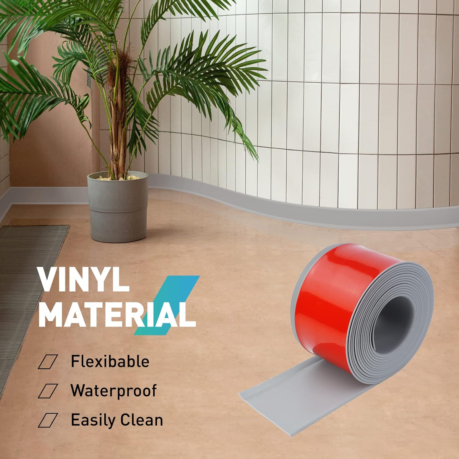 Baseboard Trim,4 Inch(W) x 40 Feet(L) Peel and Stick Flexible Baseboard Molding Trim, Self Adhesive Vinyl Baseboard Cove Base, Base Boards for Walls with 1 PCS Utility Knife,Gray