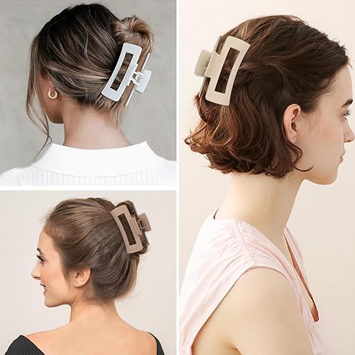 Miniatura 93 de Pinzas grandes para el cabello de 4 pulgadas, 6 clips cuadrados grandes para cabello grueso, accesorios rectangulares antideslizantes