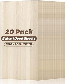 MIVIDE 20 Pack Balsa Wood, 7.9”x11.8” Balsa Wood Sheet, 2 mm Thin Natural Unfinished Wood Boards for Wooden DIY Ornaments, Crafts, Hobby, Model Making, School and Laser Projects(200x300x2MM)