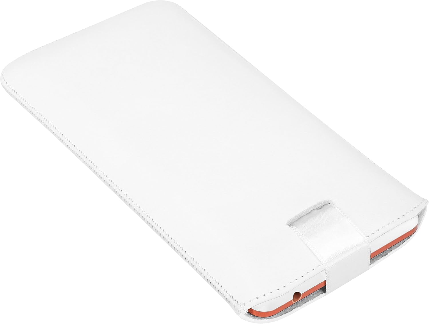 mumbi Genuine Leather Case with Flap and Pull-Up Strap for Nokia 7 Plus White