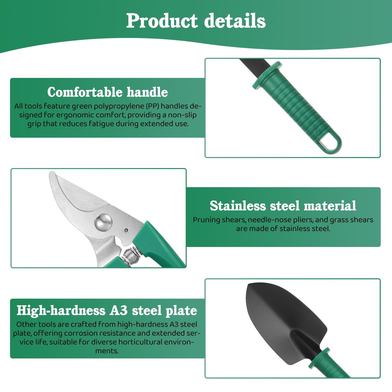 Coolty Outils de Jardinage, Tout-en-Un 13 Pièces Transplantation de Jardinage en Plein Air pour Jardinier, Outils de Jardinage pour Les Amateurs de Jardinage (Vert)