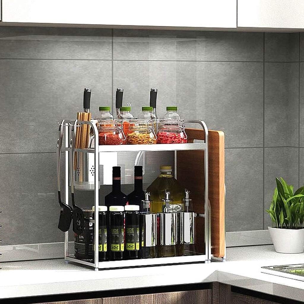 Spice Rack Organizer, Spice Racks, Stainless Steel Kitchen Seasoning Shelves Kitchen Storage Organizer,Bottle Racks,Tool Holder,Spoon Ladle Hanger,Oil Bottle Cruet Holder(35cm)