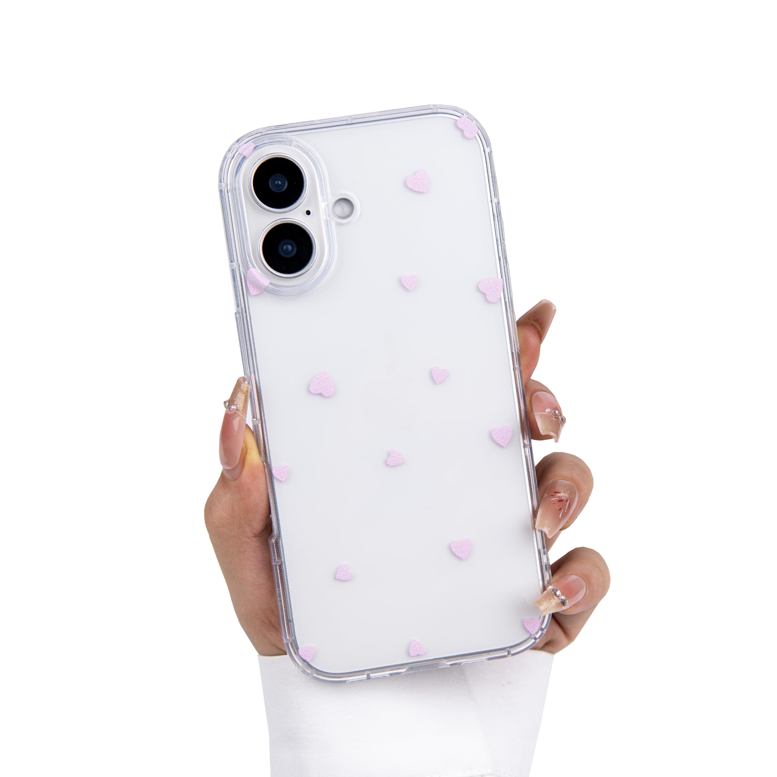 Einaily Hülle für iPhone 17, Mode Chic Herz Handyhülle | Transparent Klare, Ultra Dünn, TPU Silikon Gel, Stoßfest Kratzfest Schutzhülle, für Frauen Mädchen, Schön Stilvoll Case Cover