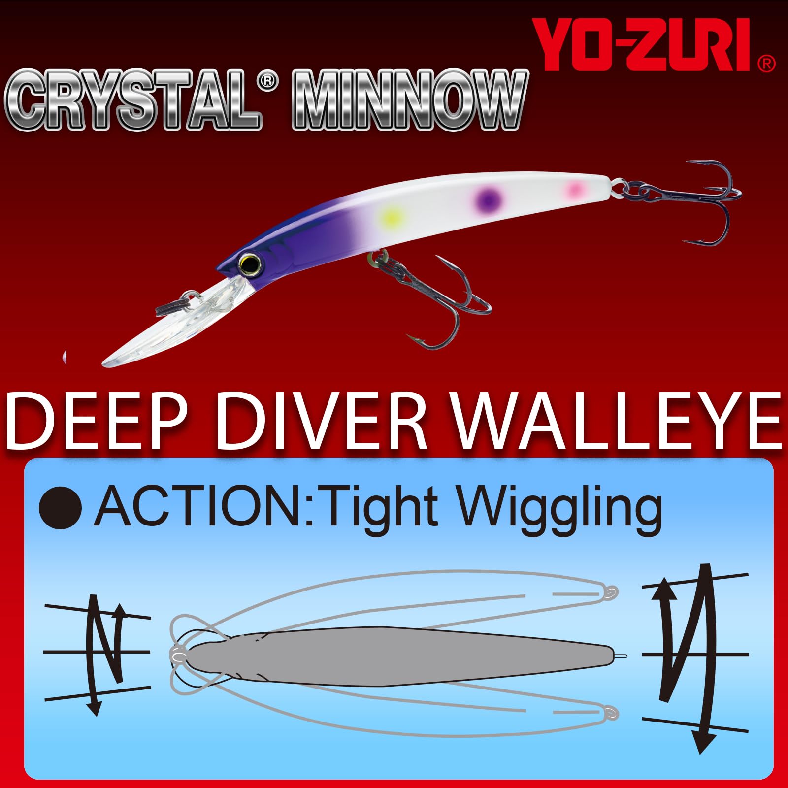 Yo-Zuri Crystal Minnow Deep Diver Walleye (F) 110 mm 4 – 3/8 "Blanco Flotante Profundo Diver señuelo de
