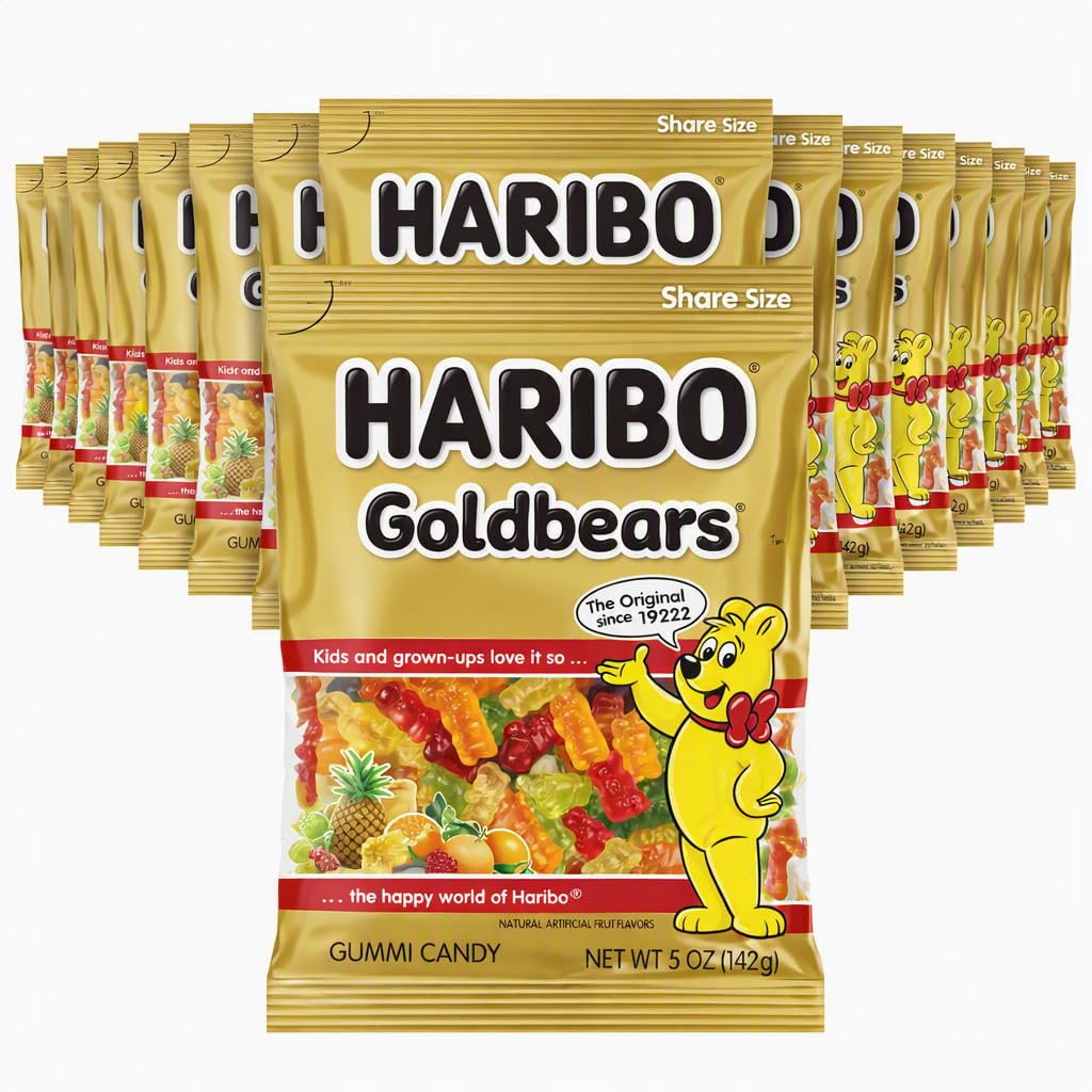 HARIBO Gummi Candy Goldbears, 5 oz Bags (14 Packs) Assorted Flavors