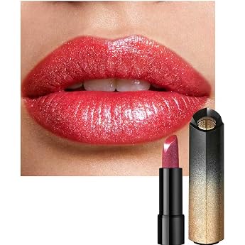 Red Glitter Metallic Lipstick Waterproof & Long-Lasting Satin Lipstick