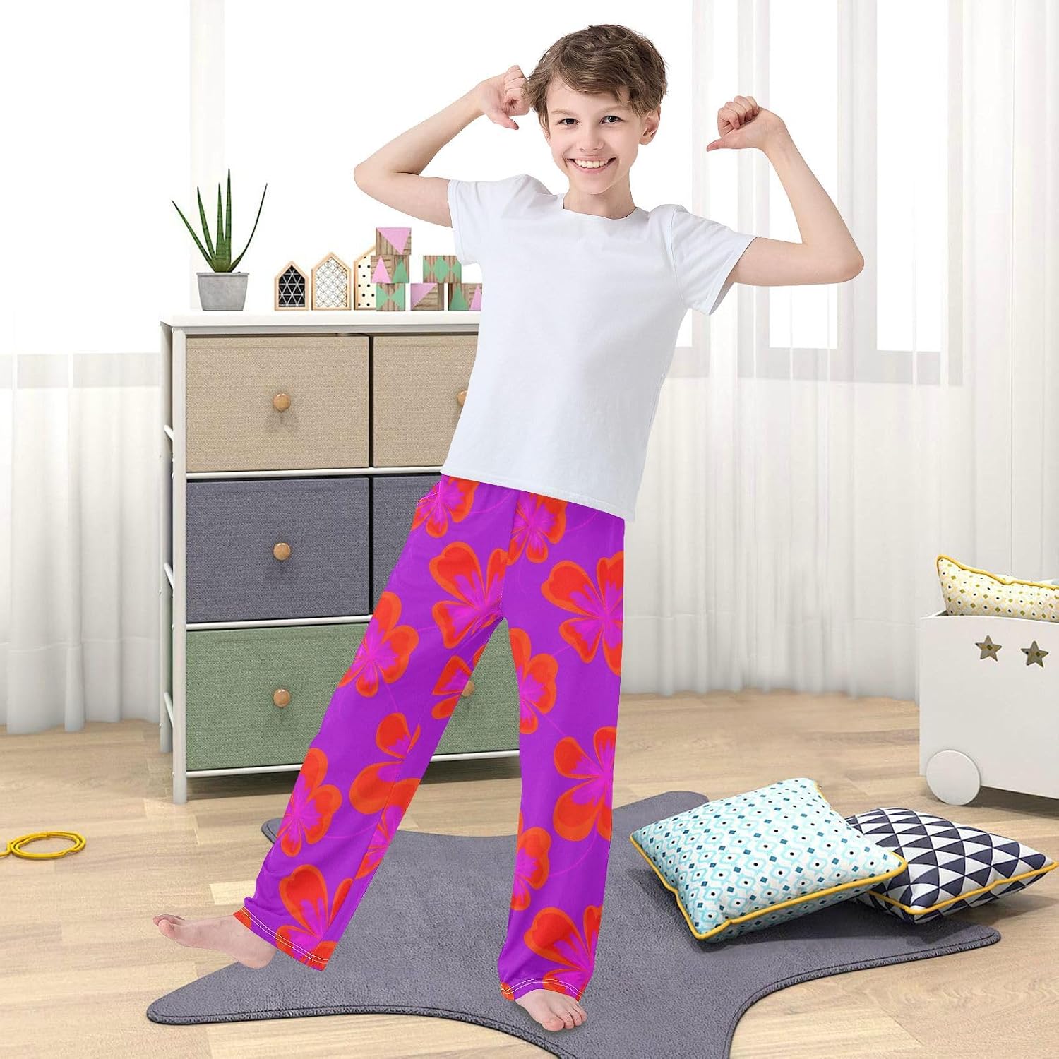 J JOYSAY Exotic Flower Blossom Violet Pajamas Pants Soft Long Pajama Bottoms Lounge Sleep Pants Size S-XL