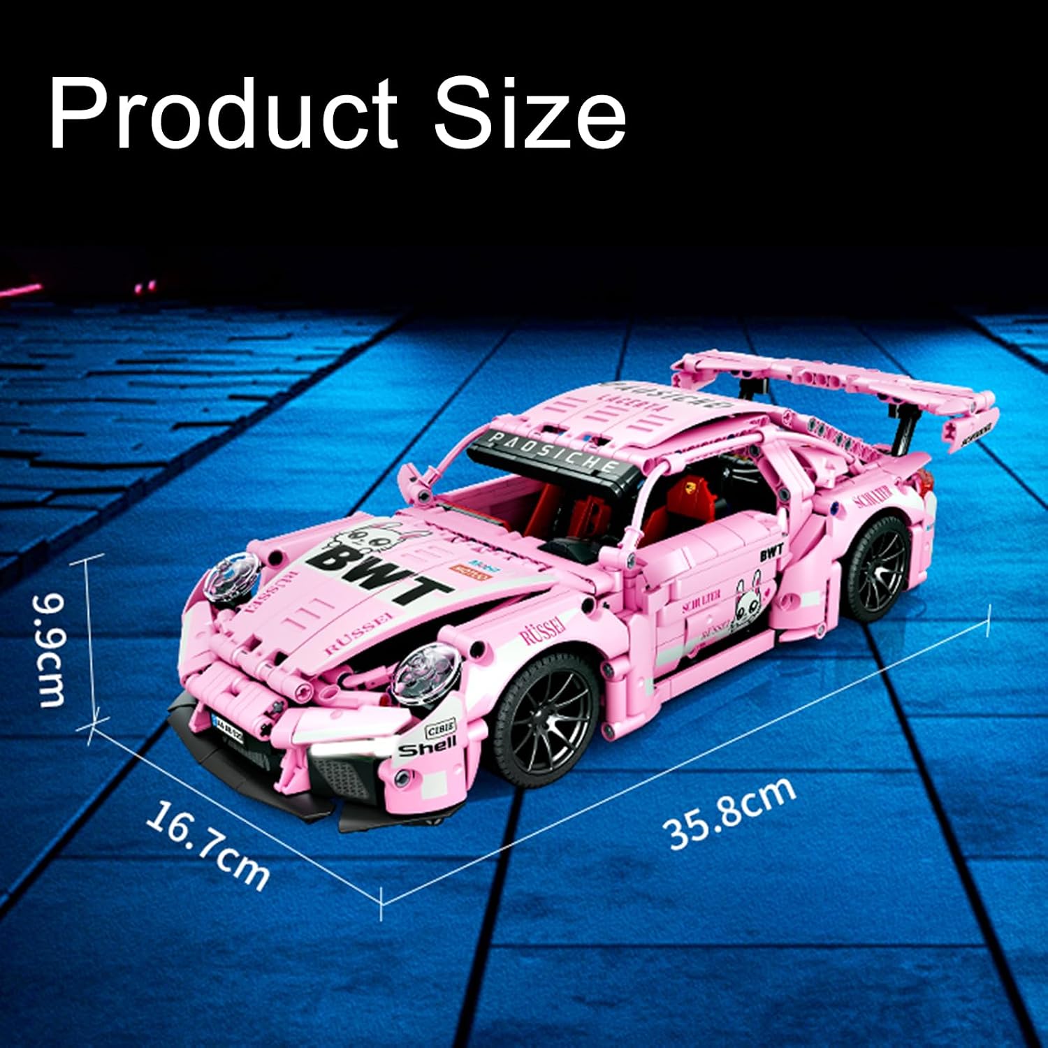 Pink Technic Super Sports Car Building Block Model, 1288pcs, 1:14, Adult Collector Car Model, Present(Static Version)