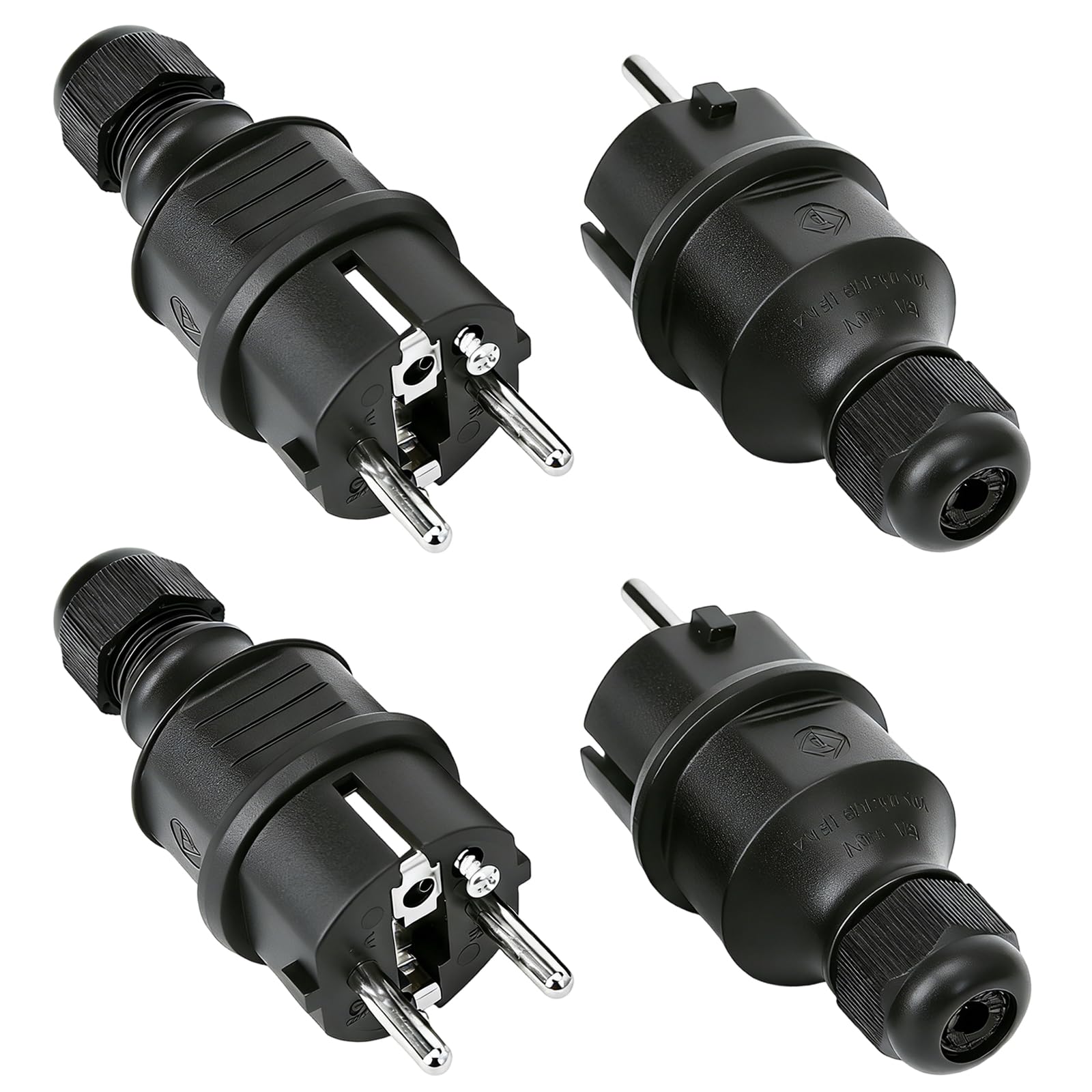 Fiche Male Prise Electrique 250V 16A Anti-torsion Noir