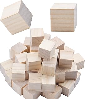 Wood Cubes,50pcs Square Blocks Unfinished Cubic Wooden for Math Counting Craft Childlike Game,2cmx2cmx2cm