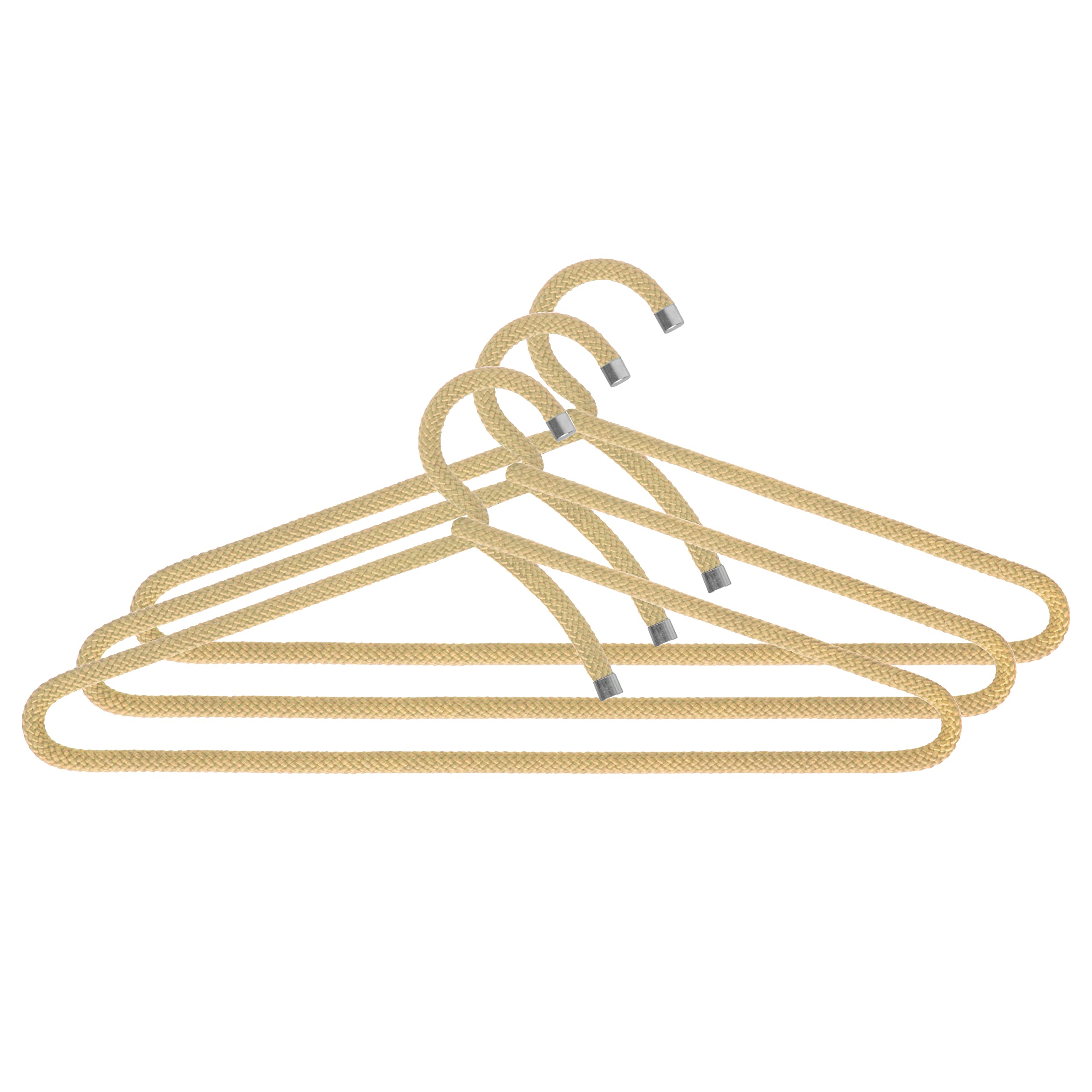 Peppermint Products Rope hangers, 3-delige set textielkleerhangers van touw, antislip designer-beugel voor jassen, overhemden, broeken, design: Roman Luyken, kast- en garderobehaken (zand