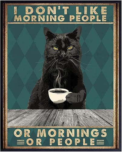 Miniatura 1 de Kitchen Wall Decor - Cat Wall Art - Funny Quotes Wall Decor - Coffee Bar Decor - Cafe Wall Decor - Black cat Themed Gifts for Cat Lovers - Cute Cat