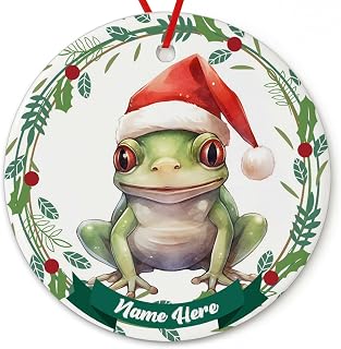 Dinoz Frog Animal Christmas Tree Décor, Home Animals Lovers Ornament Customized Name Round Circle Ornament Keepsake Gifts Both Sides Print for House Decorations