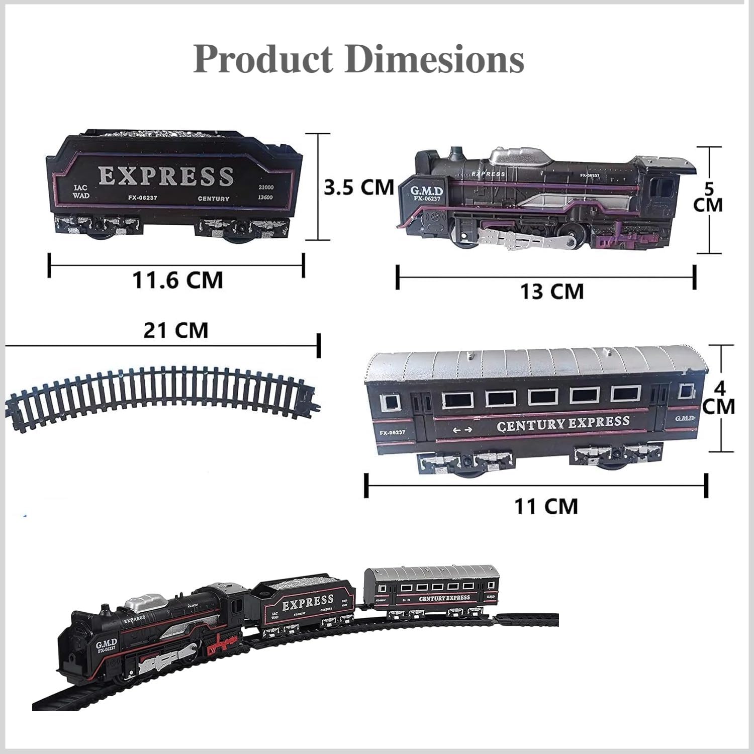 Braintastic Battery Operated Toy Train Set with Engine Locomotive Passenger Coach Cargo Car Track Pieces Headlight Railway Play Set for Kids 13 Pieces 1