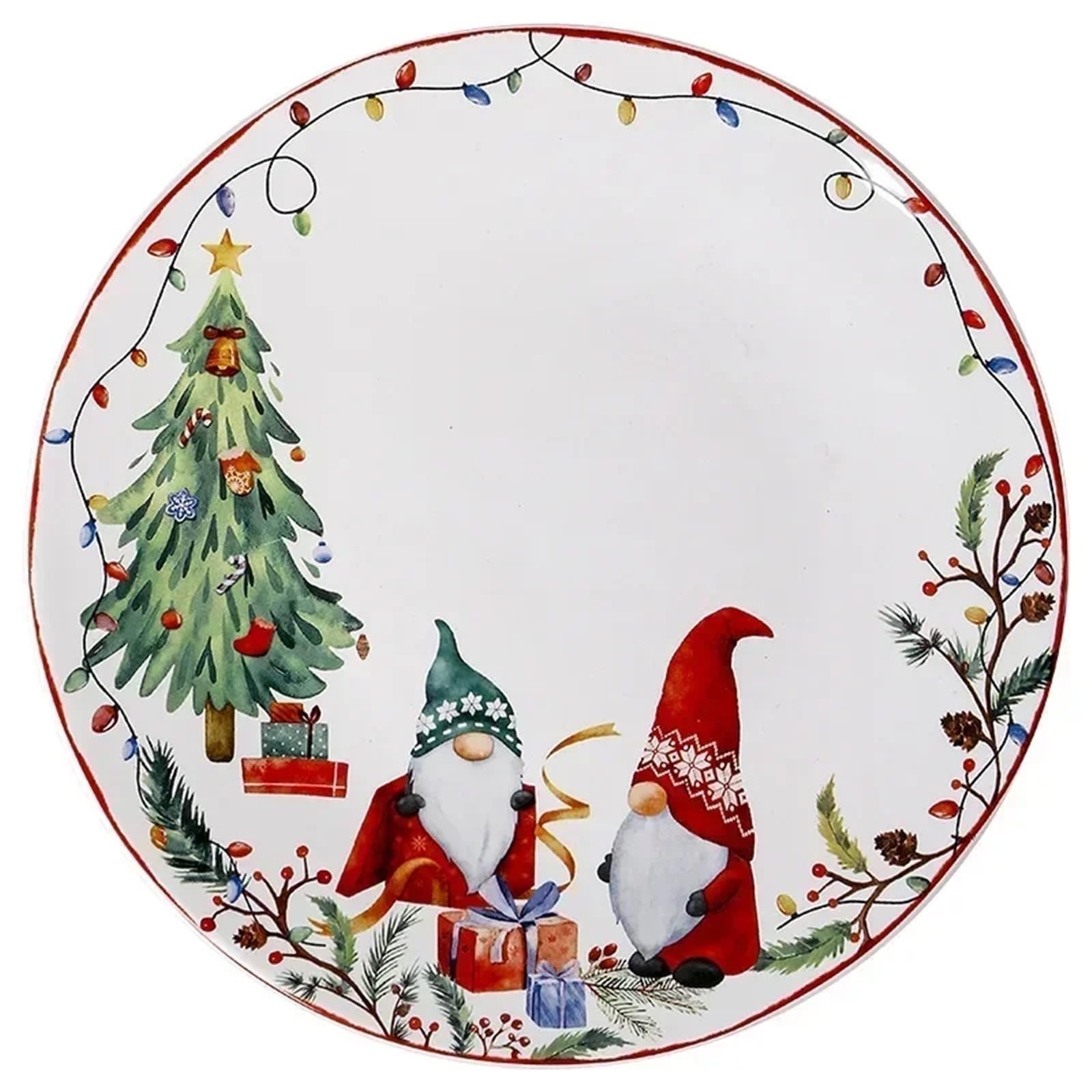 Plato llano de cerámica navideño, porcelana festiva for comidas navideñas