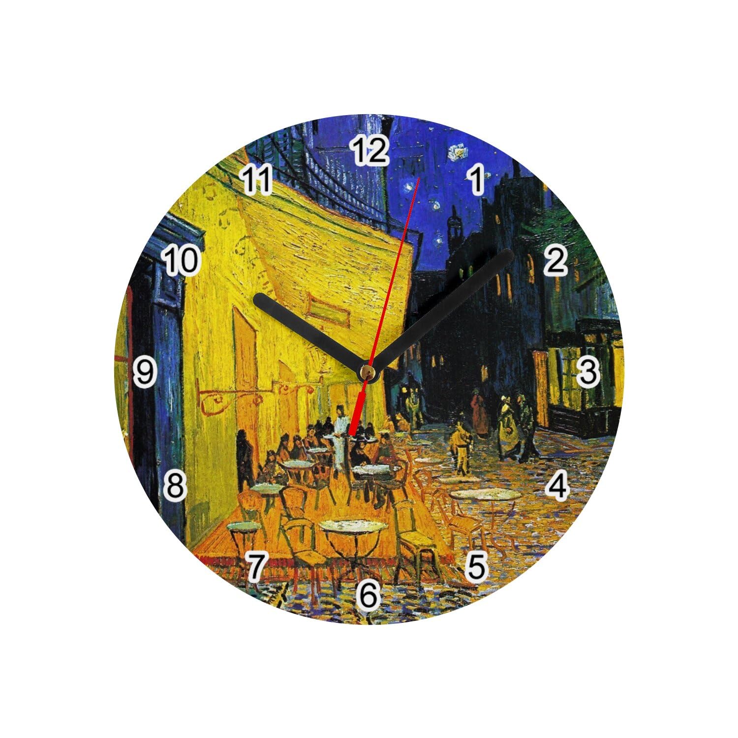 Horloge Murale en Verre d'Art Van Gogh Cadran Blanc Finition Premium