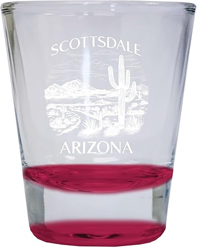 Miniatura 1 de Scottsdale Arizona Souvenir - Vaso de chupito grabado redondo de 1.5 onzas, color rojo
