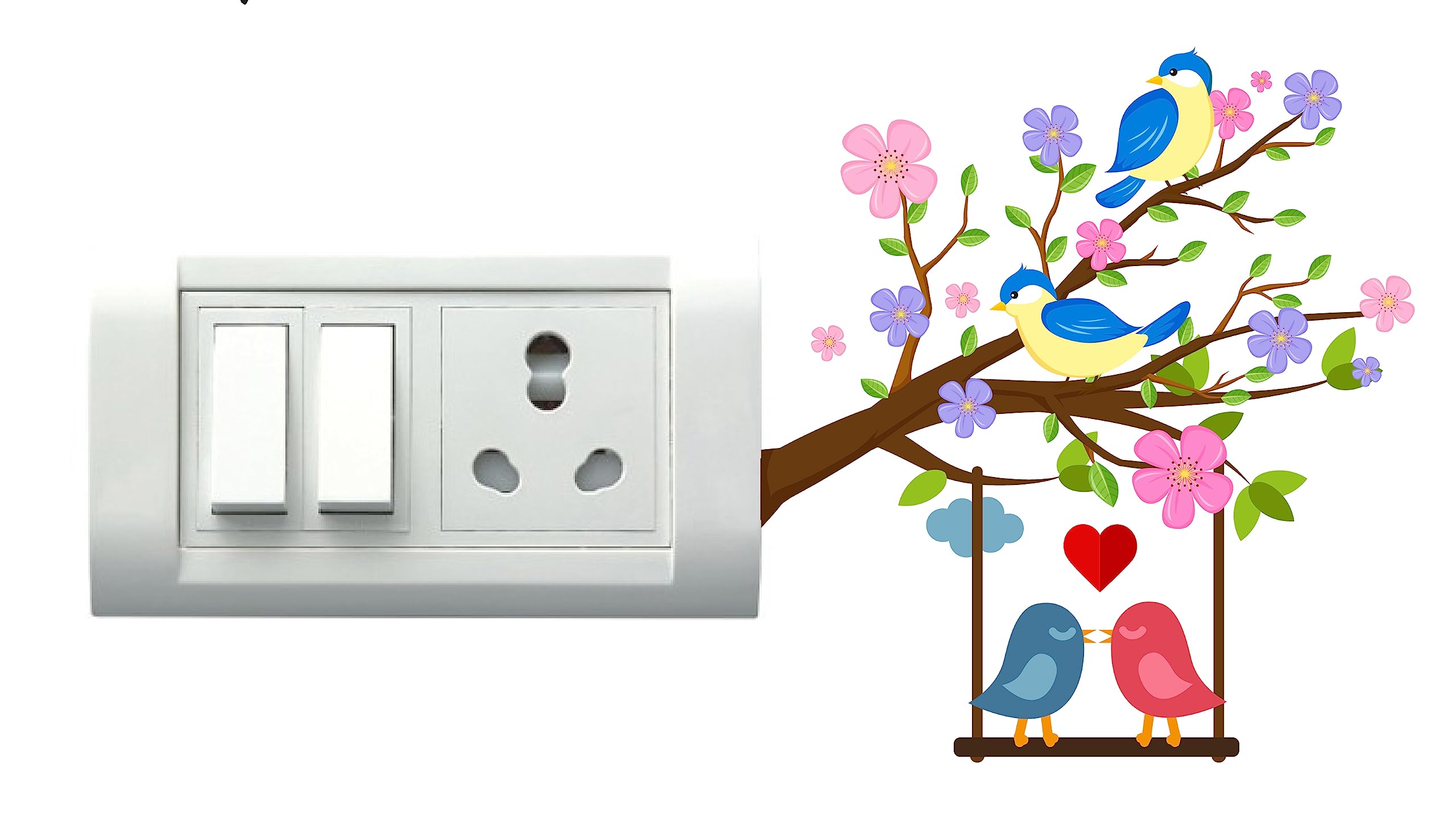 Switch Board Sticker Floral Stickers Wall Stickers Light Switch Sticker Multi Design - Pack of 1 (8 Stickers) 2