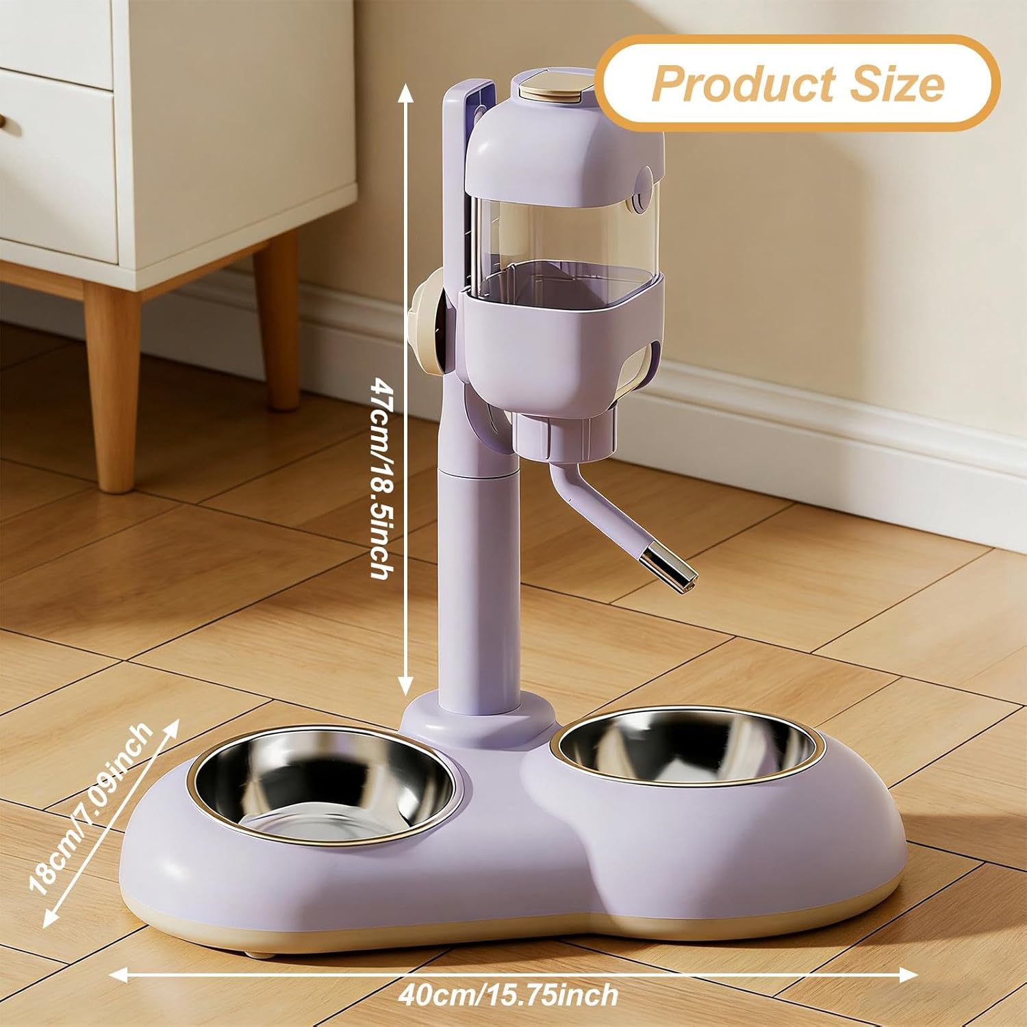 Generic Pet Standing Water Dispenser Cat Dog Bowl Pet Automatic Water Drinker for Small Animal, Violet