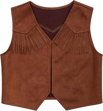 Wildarms Mens Cowboy Vest Western Sheriff,Fringe Suede Costume Vest for Adults,Halloween Rodeo Country Concert,Themed Party