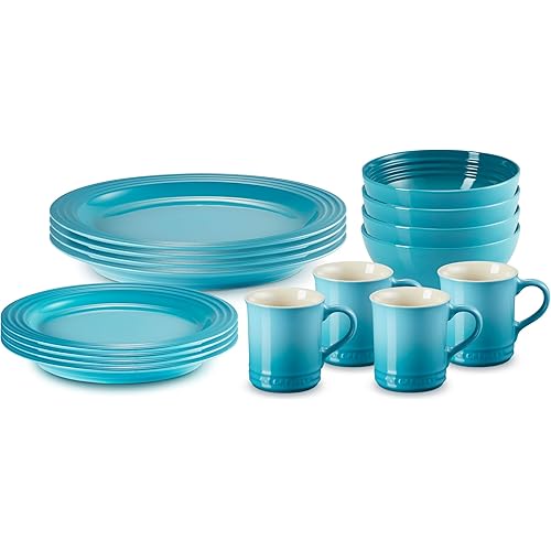 Le Creuset Stoneware Dinnerware Set, 16 pc., Caribbean