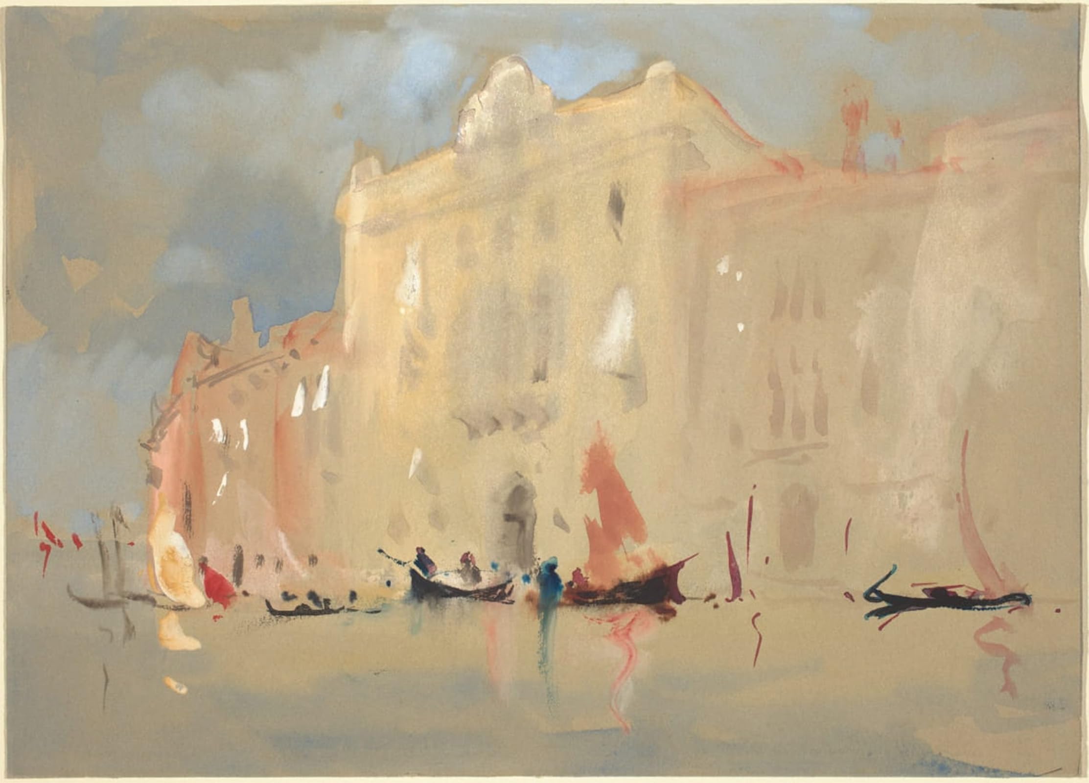Serendipitp No Frame Vintage Picture Print On Canvas Wall Art Poster Gondolas Before A On The Grand Canal By Hercules Brabazon Brabazon Artwork Print Poster For Wall Decor 60X90cm