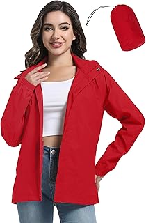 Regenjacke Damen Dünne Faltbar Fahrradjacke Wasserdicht Leicht Outdoorjacke mit Kapuze Fahrrad Wandern