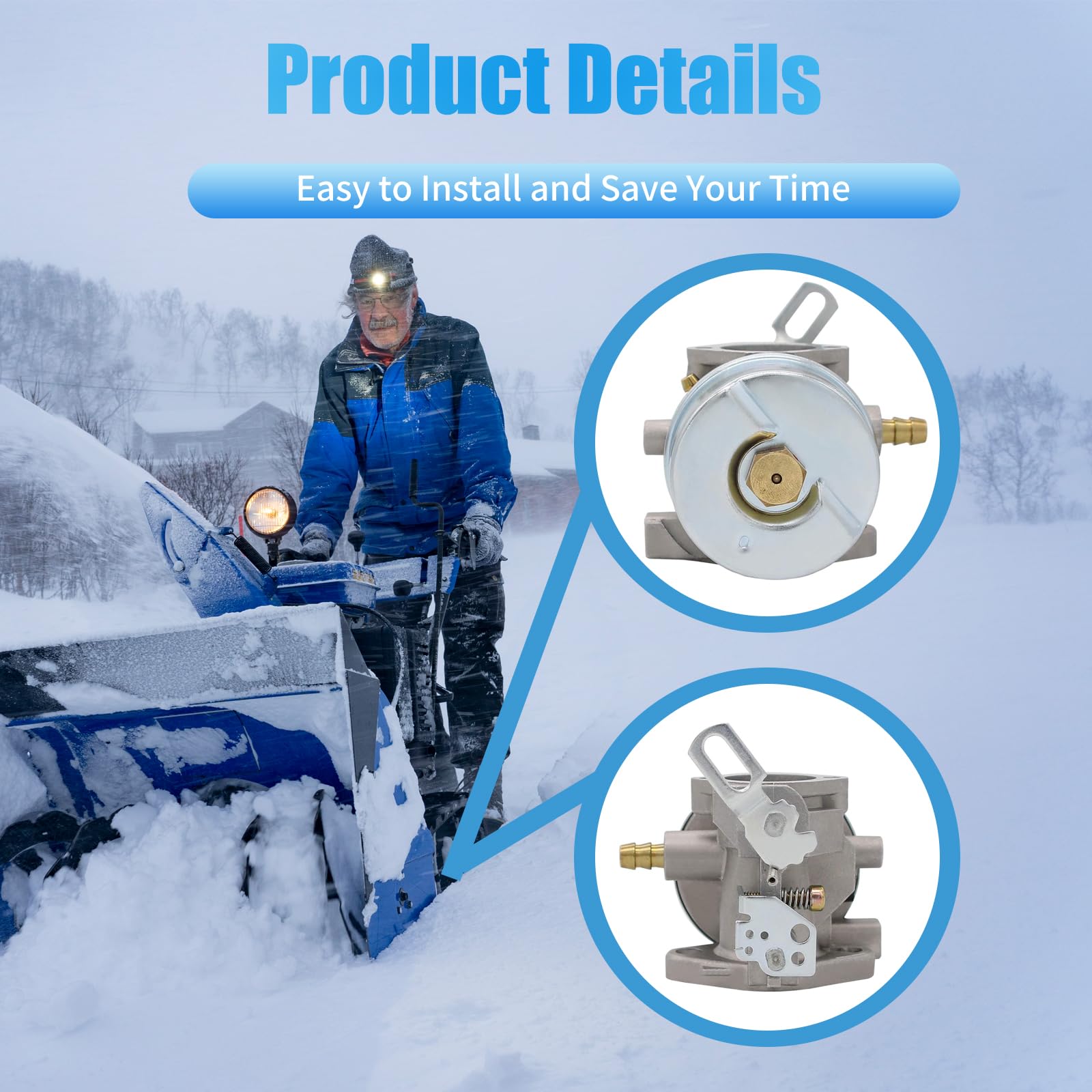 640084B Carburateur souffleuse à neige compatible avec Tecumseh 5HP MTD 632107A 632107 640084 640084A Toro 521 souffleuse à neige HSSK40 HSSK50 HS50 LH195SA – pour 640084B Snow Carburateur