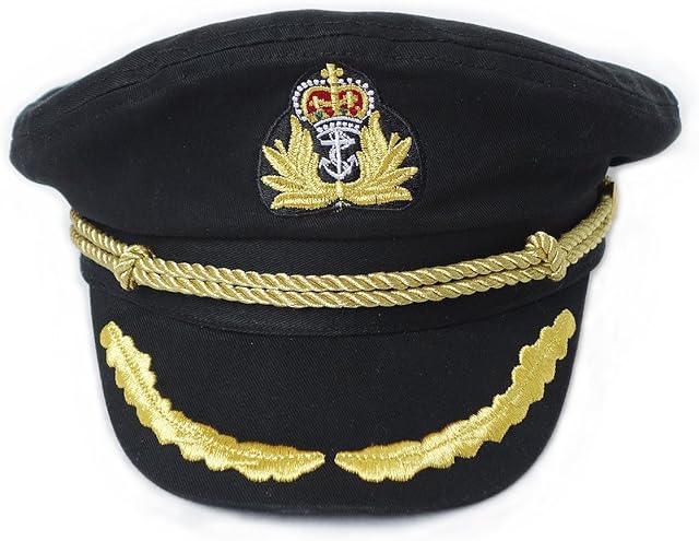 Geekbuzz Navy Captain Hat Unisex Adjustable Naval Costume Sailor Cap for Men Women Adult