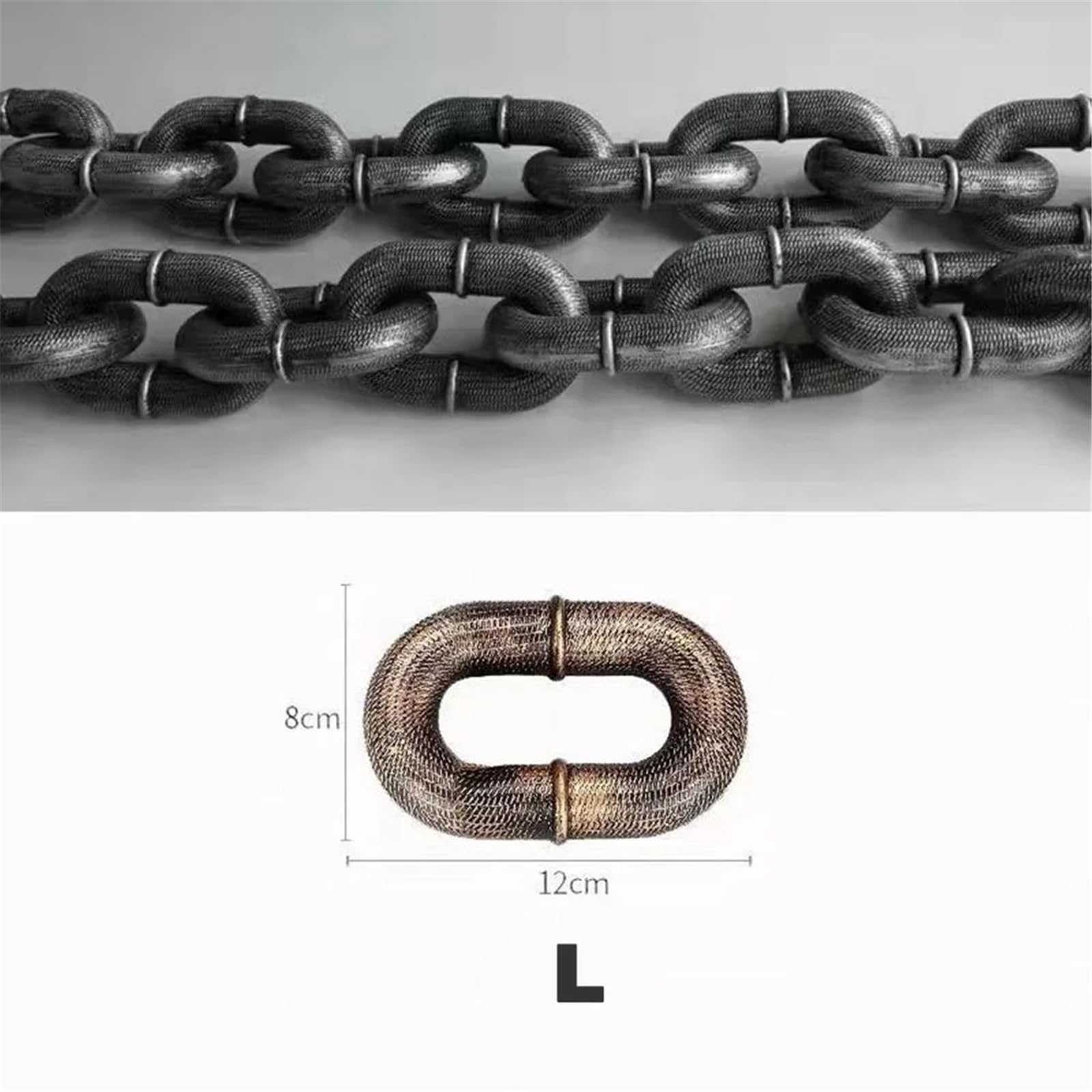 Divertida correa de perro enorme, cadena de hierro de simulación para perros pequeños y gatos, mascotas de tracción de plástico para cachorros (L plateada, 150 cm)