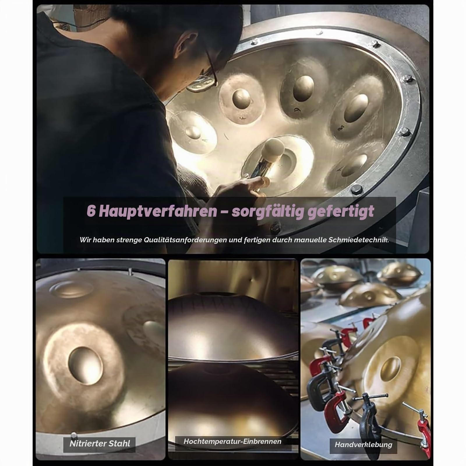 9 Noten 22 Zoll 440 Hz Stahltrommel, Handpan-Trommelinstrument D Kurd-Moll, Anfänger, Meditation, Yoga, Mit Weicher Hand-Pan-Tasche, Für Professionelle Audioproduktion