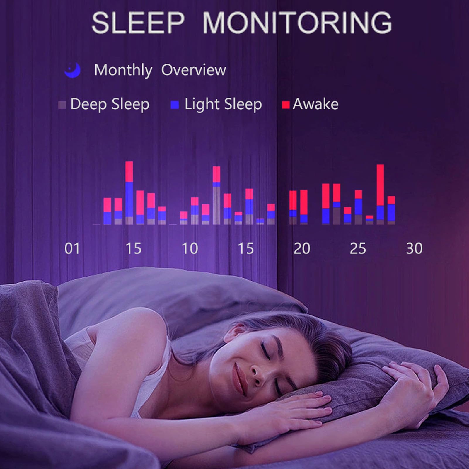 TOPINCN Intelligente, Monitoraggio della Salute Multifunzionale Intelligente della Salute per Donne e Uomini con Frequenza Cardiaca, Ossigeno nel Sangue, Monitor del Sonno (18)