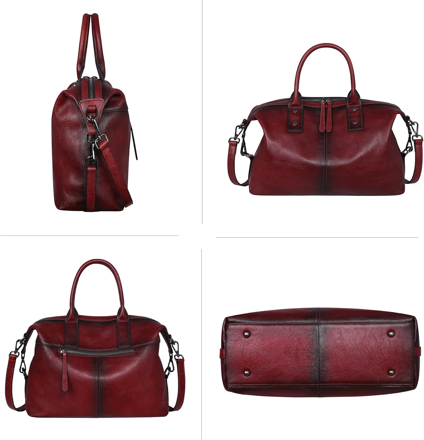 Iswee Genuine Leather Satchel Tote Bag Top Handle Handbag Designer Shoulder Bag Large Capacity Cross Body Bag - Image 5