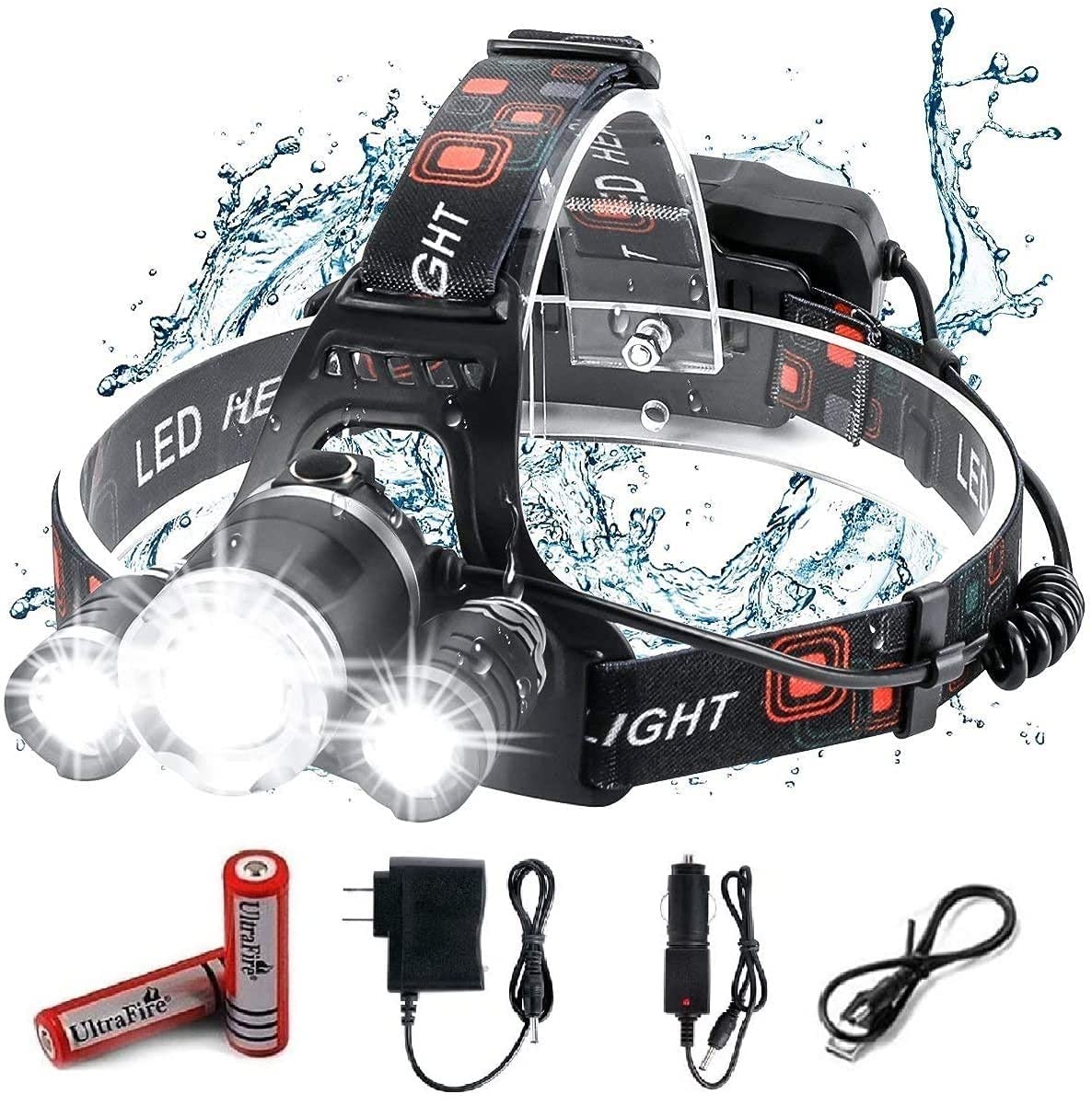 JAMUNESH Rechargeable Head Torch Headlamp Headlight Weatherproof LED Flash Light with Battery for Farmers, Fishing, Camping, Hiking, Cycling, Running (B096Y2MCSY) Amazon Price History, Amazon Price Tracker