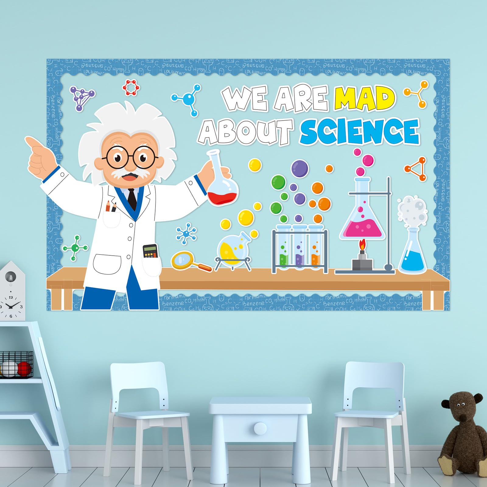Naukowy zestaw tablic ogłoszeń naukowa klasa tablica ogłoszeń dekoracje szalony o nauce papierowe wycięcia na artykuły imprezowe o tematyce naukowej powrót do szkoły biura domu tablica kredowa