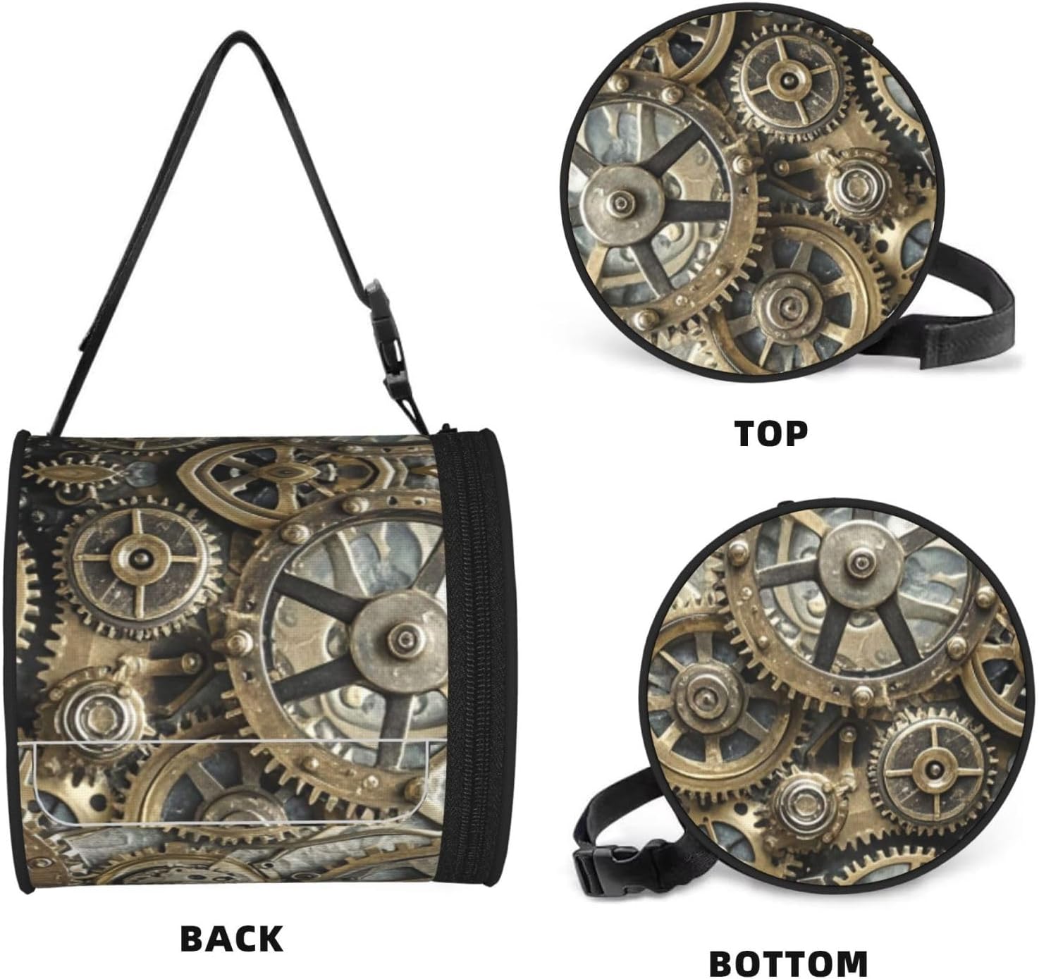 Hanging Toilet Paper Holder Waterproof Cat Proof Roll Paper Case Cover Portable Foldable Roll Storage Bag Cool Steampunk Gears Tissue Holder with Adjustable Strap for Travel Car Camping Outdoor image 2