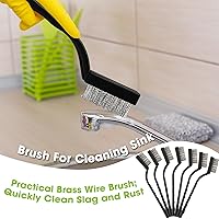 Vista 5 de Juego de 90 cepillos de alambre de mango curvo, cepillo de alambre para limpiar mampostería de metal para limpiar soldadura, escoria y herramienta