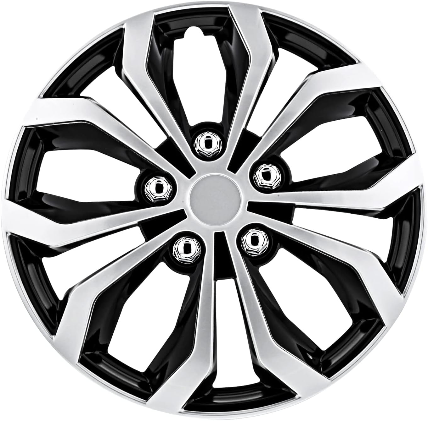 Pilot Automotive Wh553-15S-Bs Black/Silver 15 Inch 15" Spyder Performance Wheel Cover | Pack Of 4 | Fits Toyota Volkswagen Vw Chevy Chevrolet Honda Mazda Dodge Ford And Others