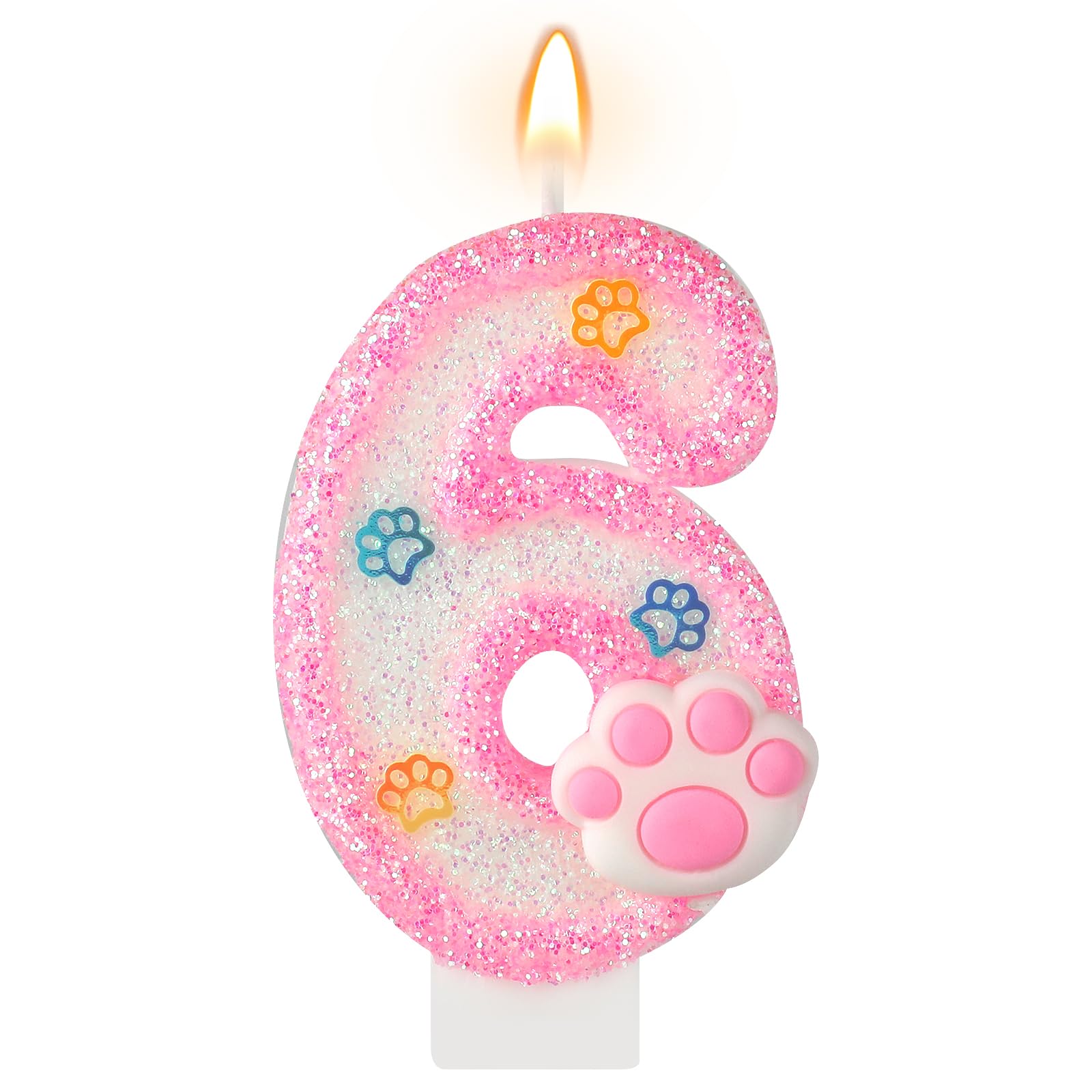 Photo 1 of AKURIEEY Number 6 Birthday Candle - Pink