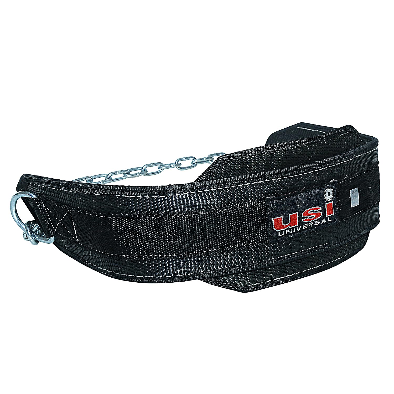 USI UNIVERSAL Dip Belt, DPL Dip Belts With Chain & Snap Hook, Padded Nylon & Metal Construction, Contoured Shape To Fit Around Waist, Weight Capacity (Dips) 60kg, 6" Padding