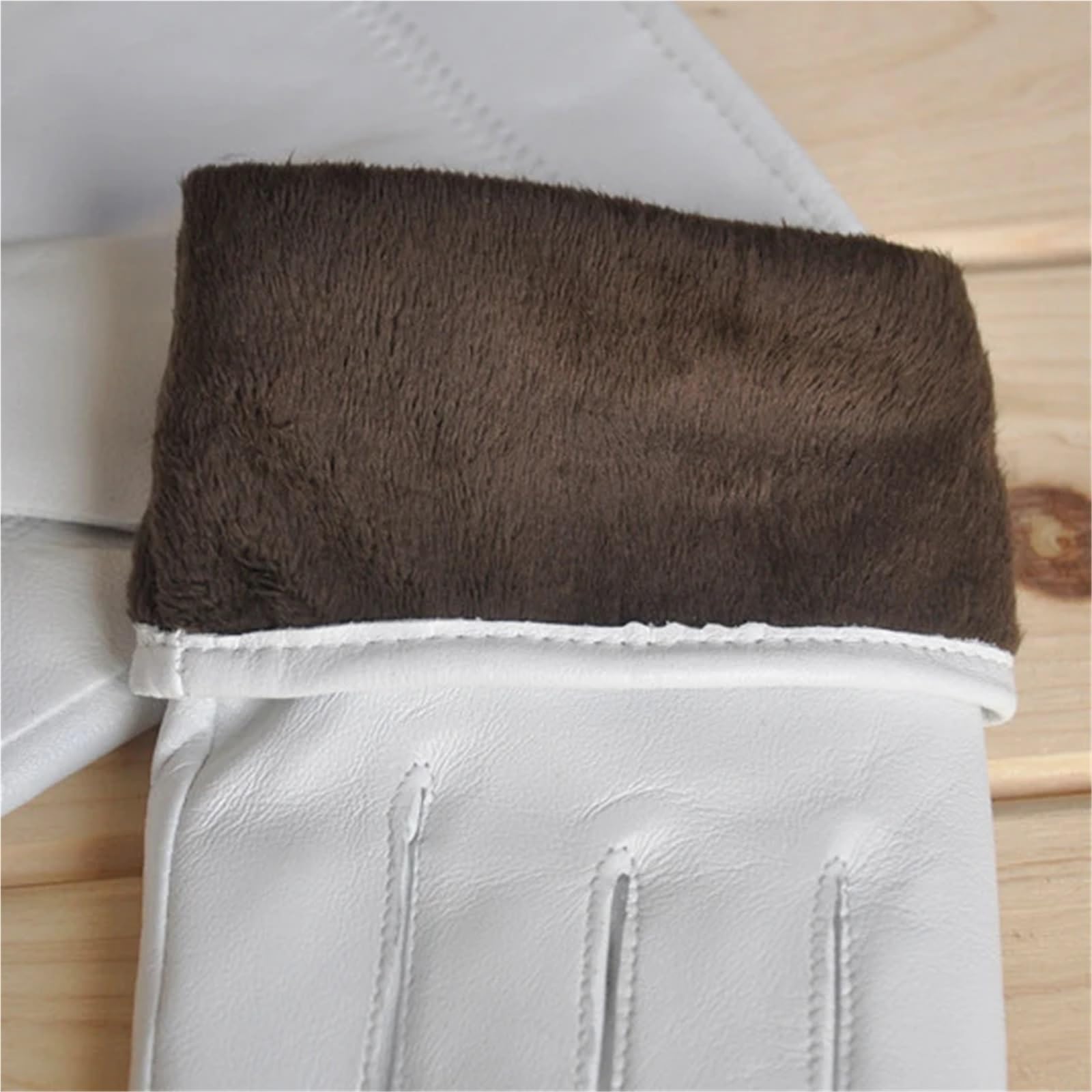 Guantes de Conducir de Cuero Guantes de cuero blancos for mujer y hombre, con botones sólidos en la muñeca, piel cordero for conducir