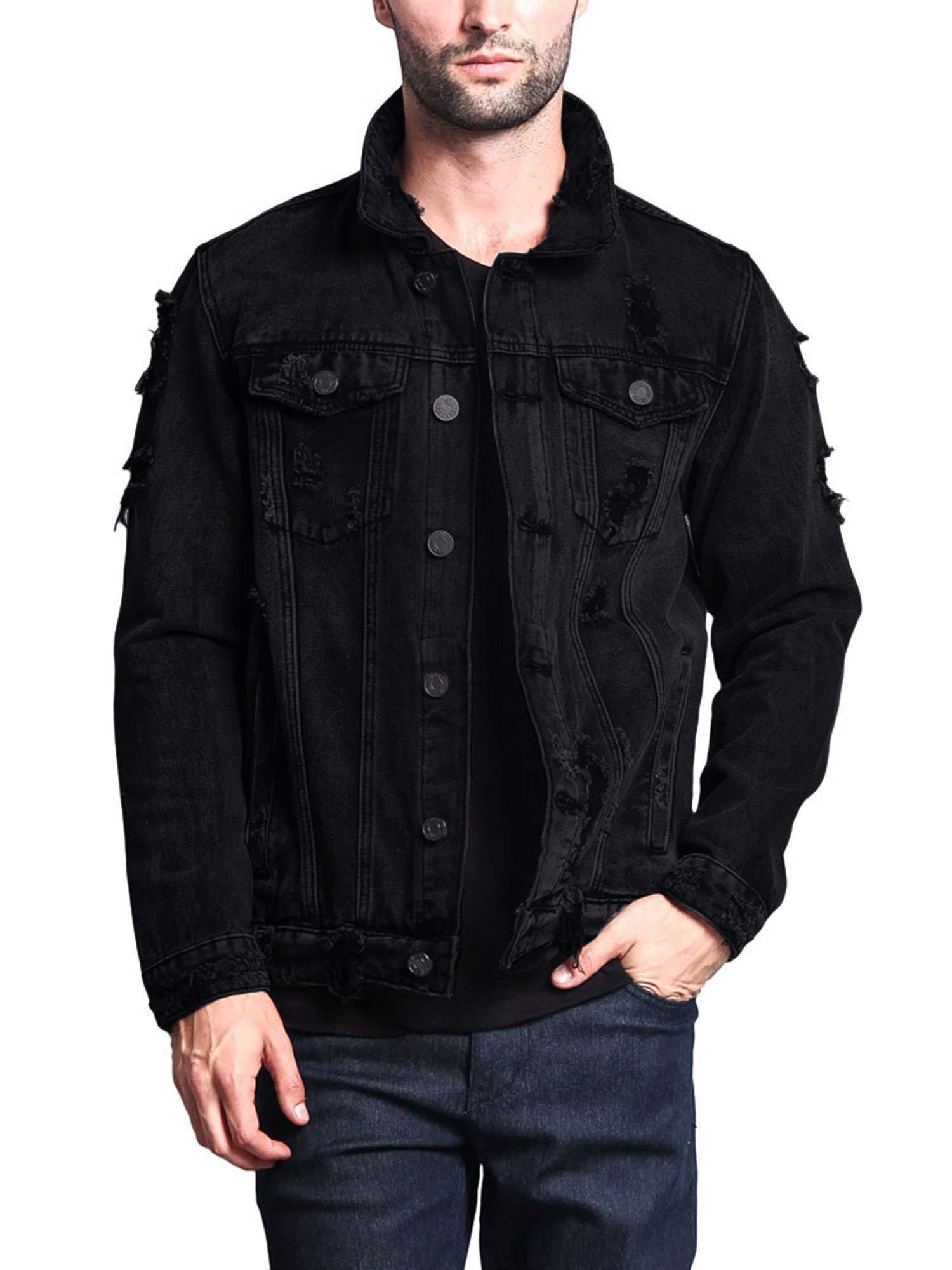 VICTORIOUS Men's Distressed Denim Jacket
