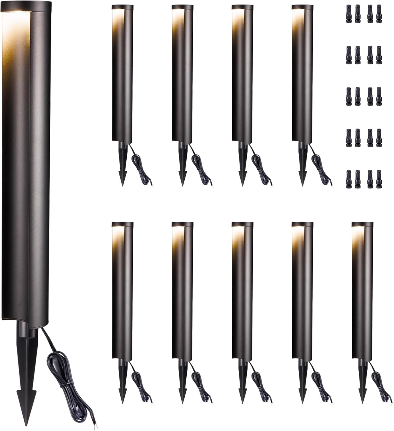 Outdoor Path Lights, LED Landscape Pathway Lights, 12V Low Voltage Wired, Waterproof 5W 200LM Black Aluminum for Backyard Patio 6 Pack