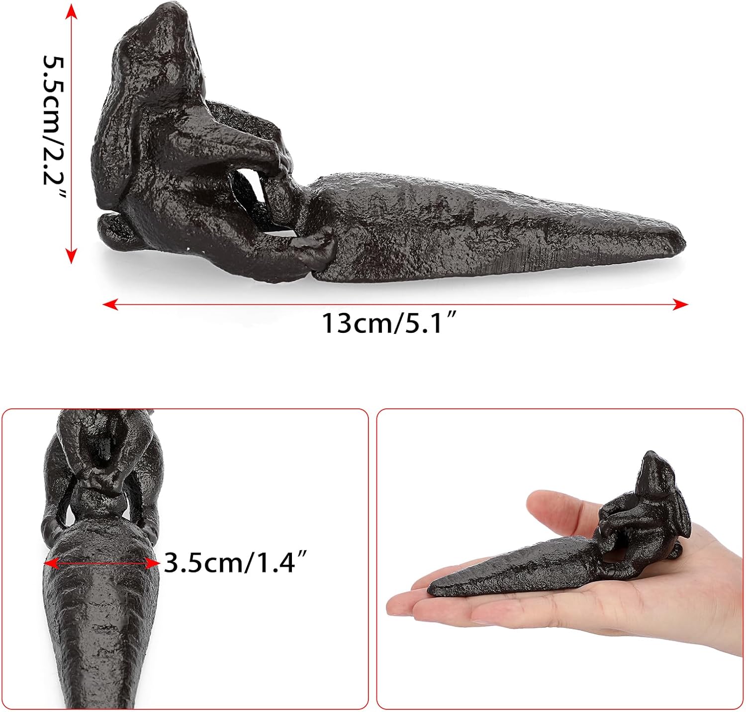Sumnacon Cast Iron Door Stop Heavy Duty Rustic Door Stopper Avoid Drilling Hole, Vintage Iron Door Wedge on Floor Surface for Home Office Commercial Industrial, Bunny with Carrot image 5