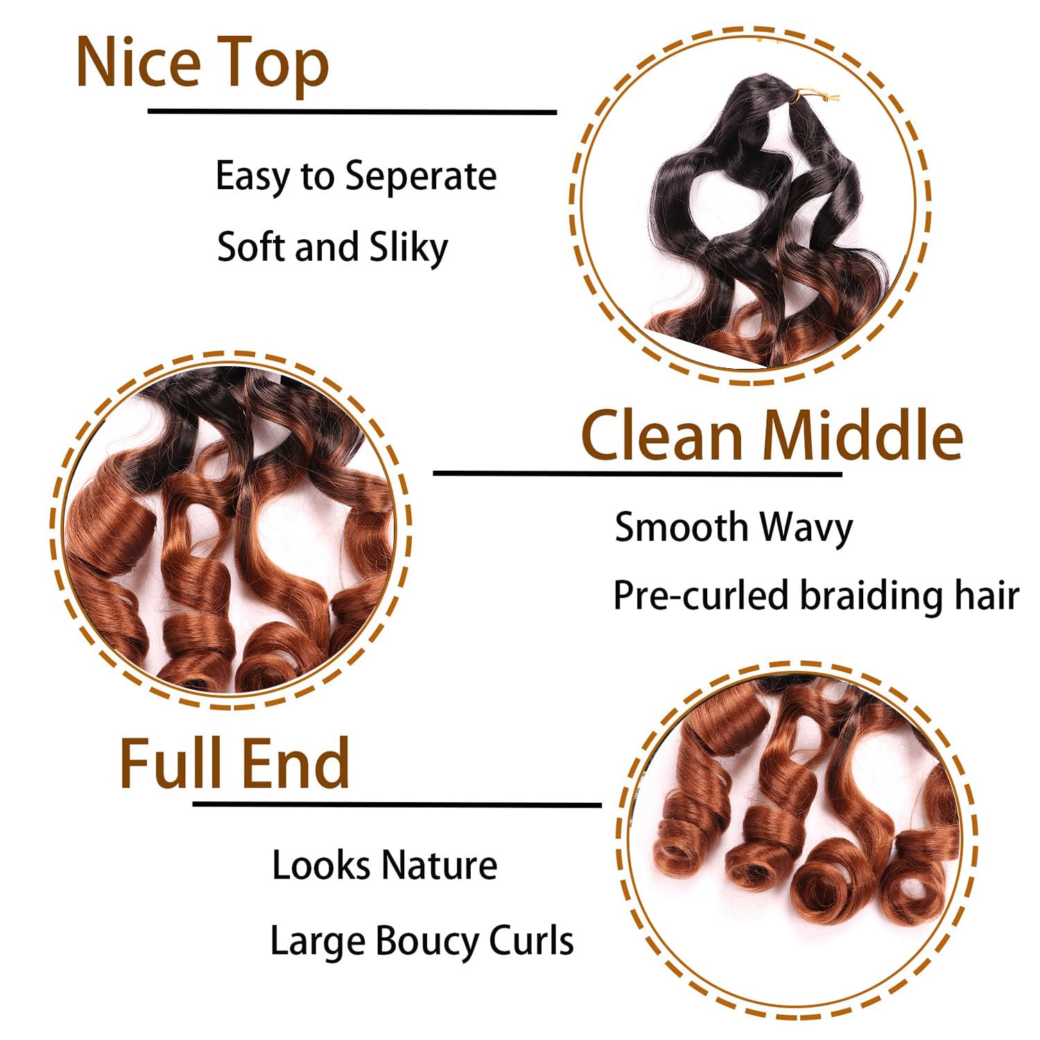 6Packs French Curl Braiding Hair Extension Crochet Braids Hair Extensions for Braiding (#1B-30, 22Inch (Pack of 6)) - Image 4