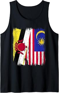 Brunei Malaysia Half Flag Bruneian Malaysian Heritage Tank Top