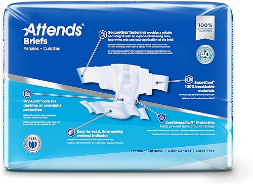 Vista 5 de Attends Confidence - Calzoncillos desechables SmartCool para adultos, regular, cintura de 44 a 56 pulgadas, cierre de pestaña SecureGrip, máxima