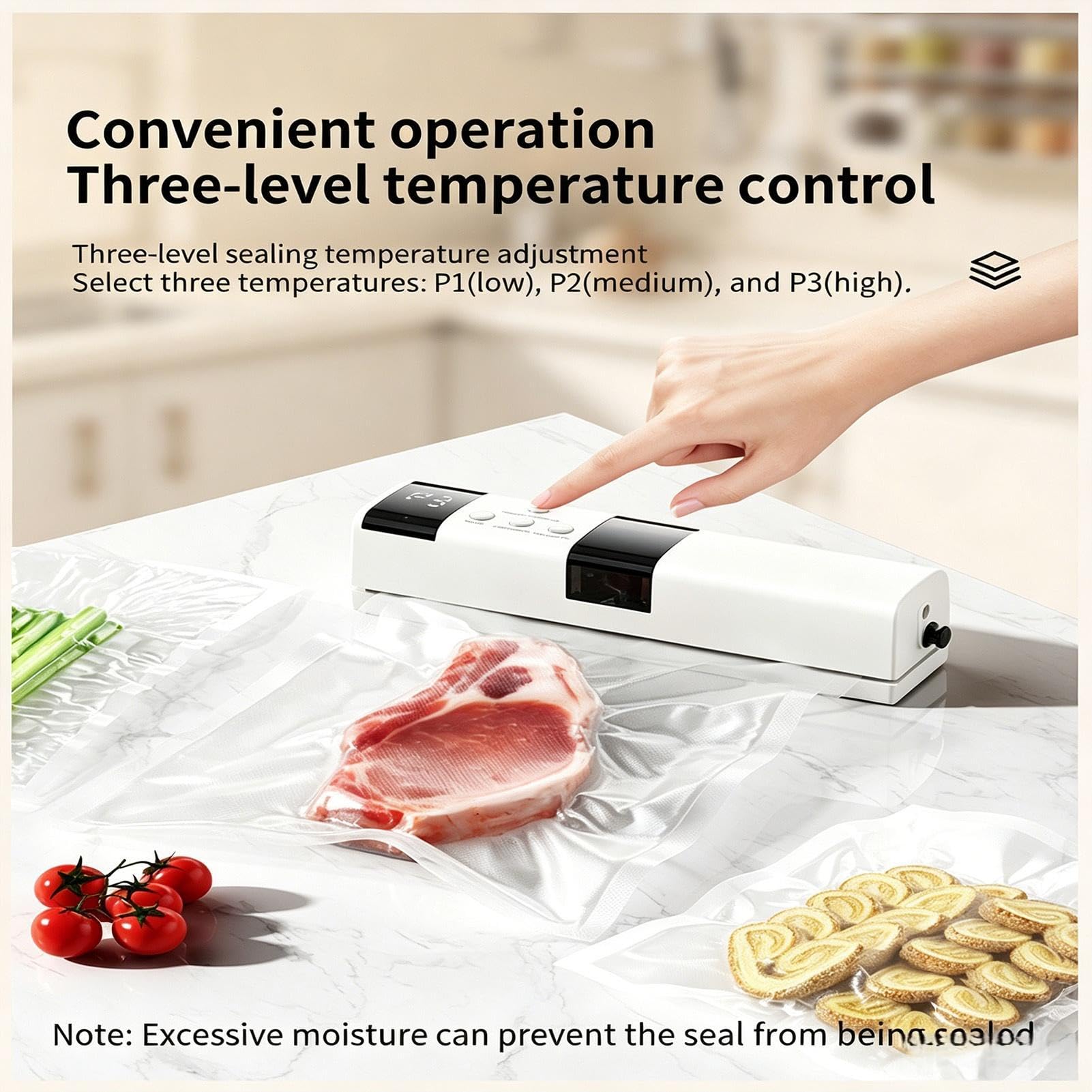 Selladora al Vacío para Alimentos con Pantalla LED Portátil con Depósito de