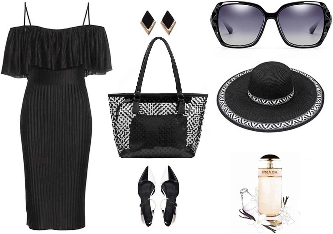 MICOM Cute Neno Candy Color Polka Dot Clear Bags Beach Tote Shoulder Handbag - Image 7