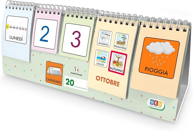 Calendario per Bambini | Calendario da Tavolo con Pittogrammi - Impara
